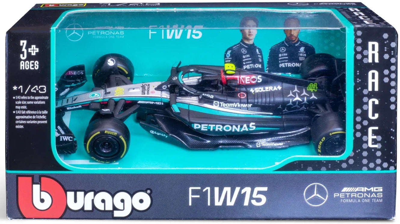 Burago 38176H Mercedes F1 W15 F1 2024 Hamilton Card Box, 1:43 Scale