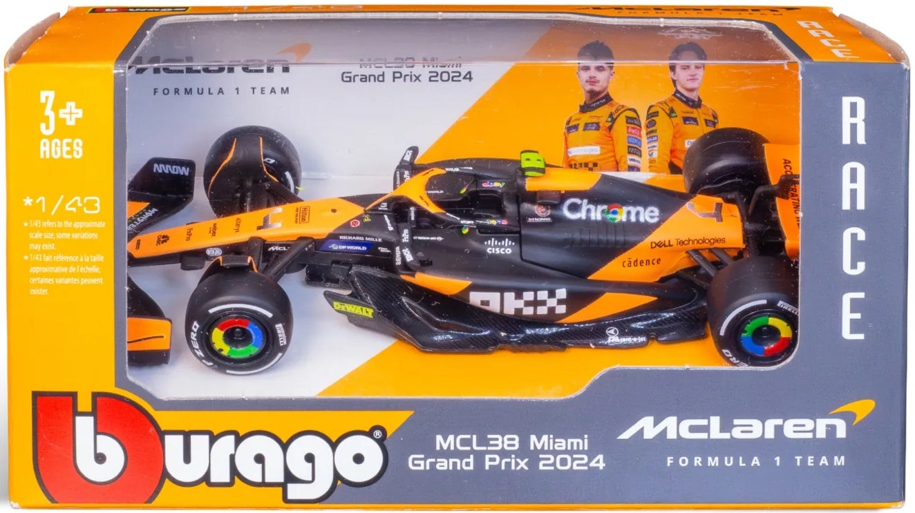 Burago 38177N McLaren F1 MCL38 F1 2024 Norris Card Box 1:43 Scale *PRE ORDER £9.99*