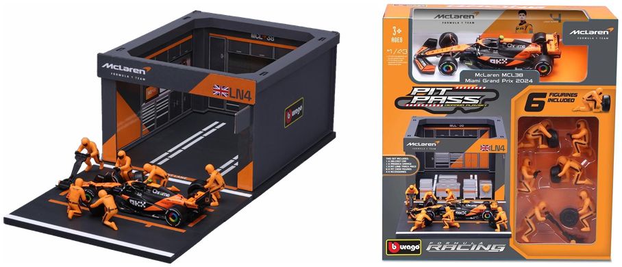 Burago 38457N McLaren F1 MCL39 2025 Pit Pass Diorama Norris, 1:43 Scale