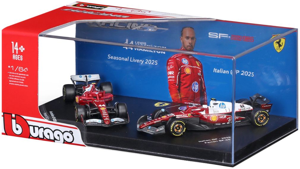 Burago 56807H Ferrari F1 2 Pack Premium #16 Charles Leclerc - #44 Lewis Hamilton 1:64 Scale *PRE ORDER £22.79*
