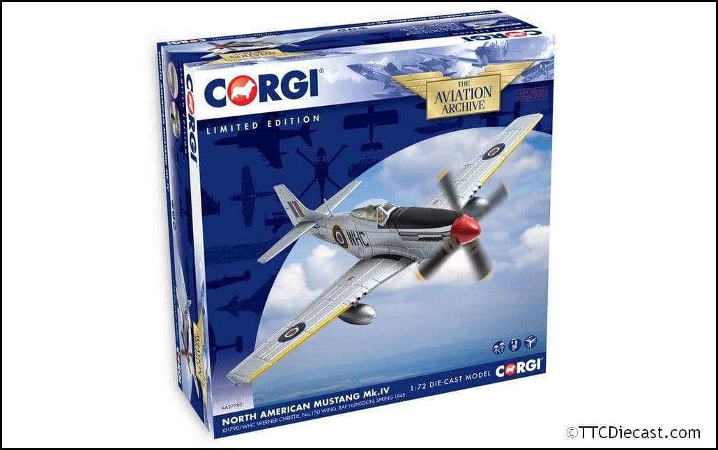 Corgi AA27703 North American Mustang Mk.IV, KH790/WHC Werner Christie, No. 150