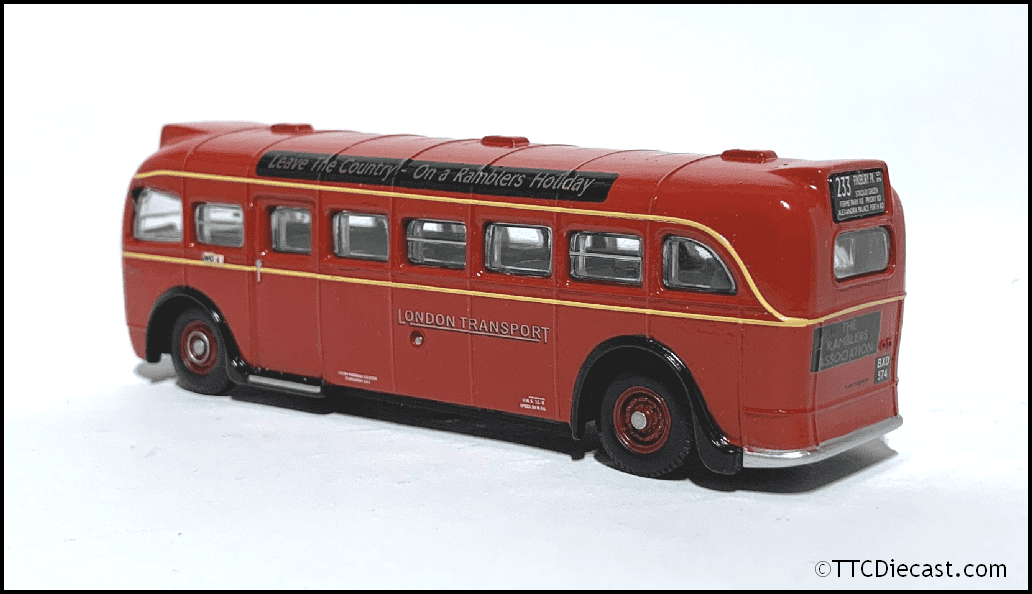 Corgi OM41004A AEC 4Q4 London Transport, Q53, Ramblers Association, Route 233 Finsbury Park