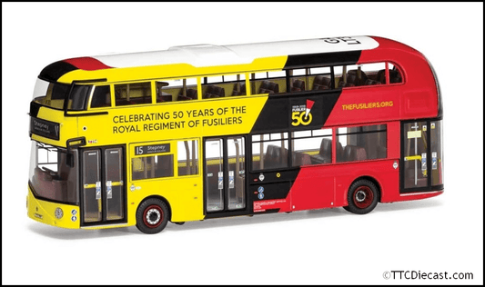 Corgi OM46627b NBFL Borismaster, Go Ahead London, Rte 15 Stepney, Royal Fusilliers