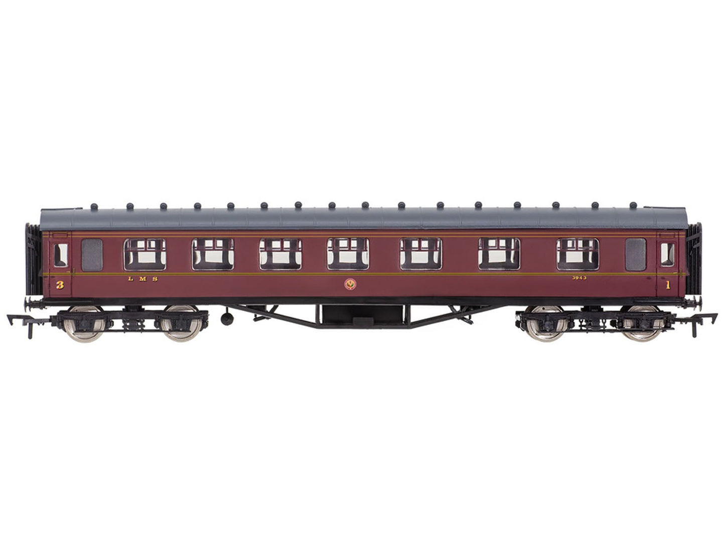 Dapol 4P-010-501 60ft Stanier Corridor Composite 3943 LMS Lined Maroon, OO Gauge *PRE ORDER £33.25 *