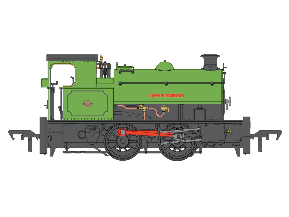 Dapol 4S-024-011D HL 0-4-0 No.4 FD & EC Green Lined Black (DCC-Fitted), OO Gauge *PRE ORDER £153 *