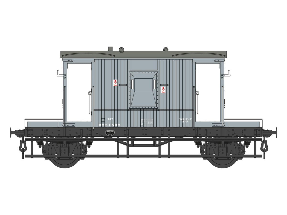 Dapol 7F-200-016 20t Brake Van BR Grey B951509, O Gauge *PRE ORDER £81.56 *