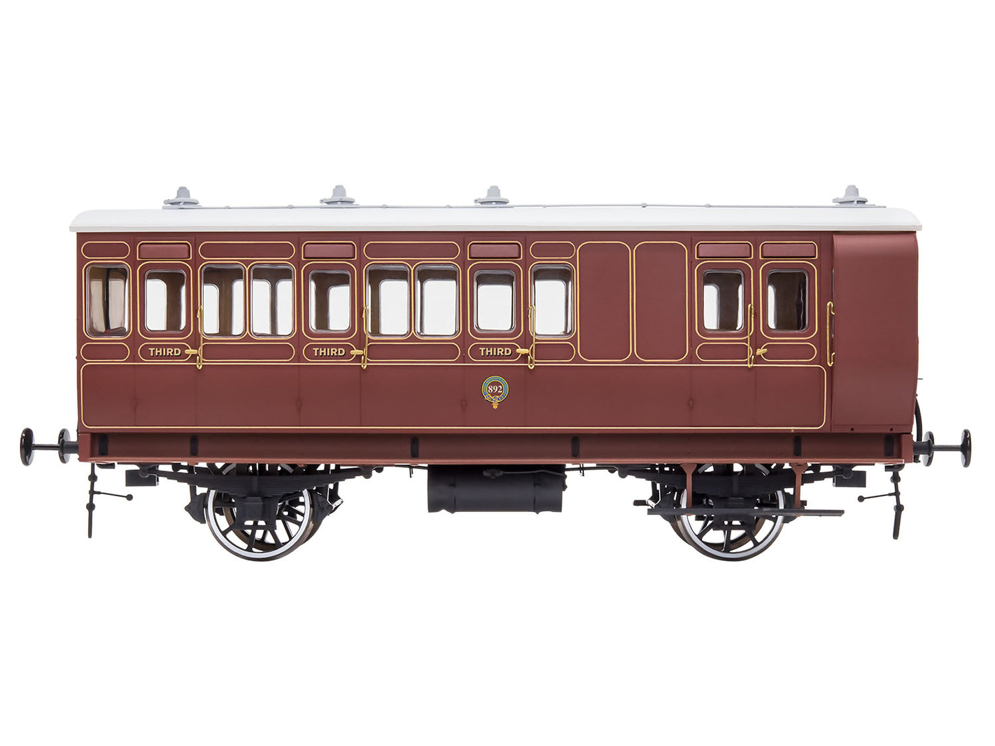 Dapol 7P-020-581D Stroudley 4 Wheel Gas Lit Brake 3rd Lined Brown 892 DCC LBF, O Gauge