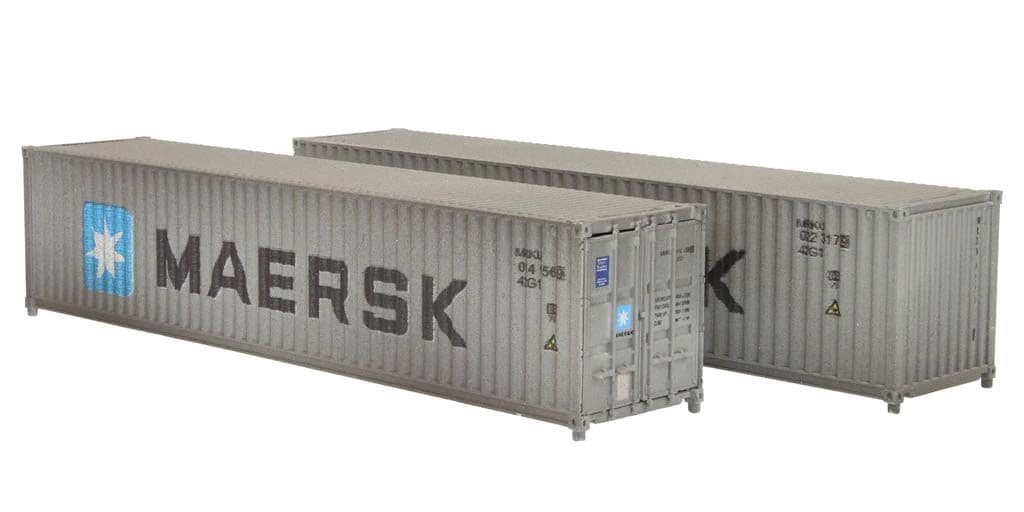 Dapol 2F-028-113 40 FT Container Maersk MRKU 014156 9 & 022317 9 WEATHERED, N Gauge