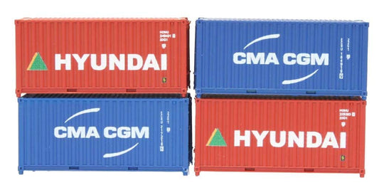 Dapol 2F-028-202 20ft Container Set (4) Hyundai/CMA CGM N Gauge