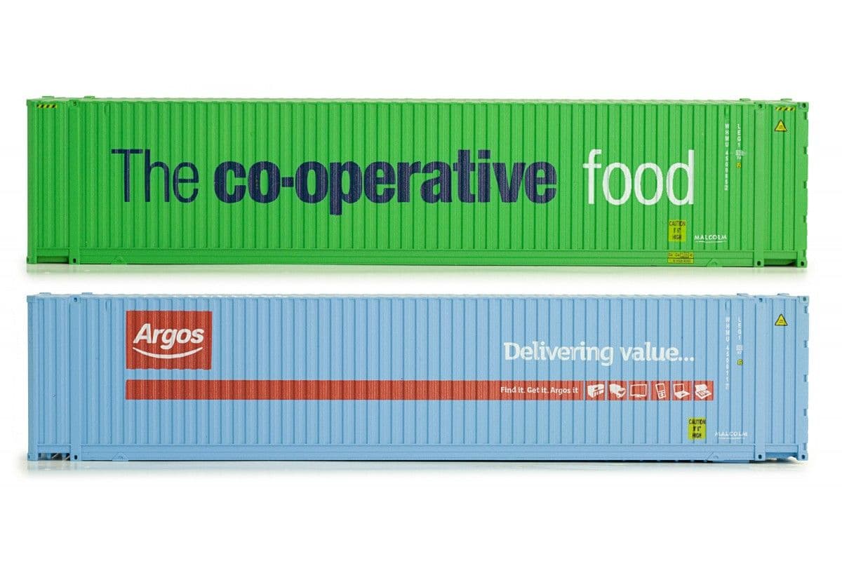 Dapol 4F-028-001 45ft Hi-Cube Container Pack (2) Argos/Co-operative, OO Gauge