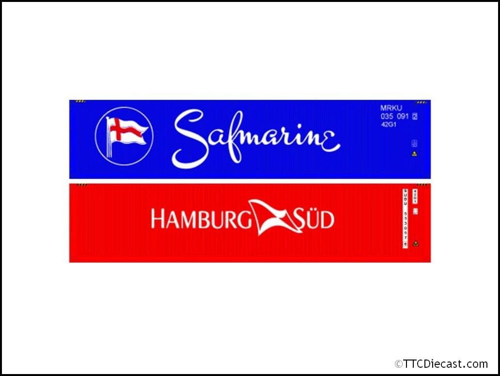 Dapol 4F-028-174 40ft Container Set (2) Hamburg/Safmarine, OO Gauge