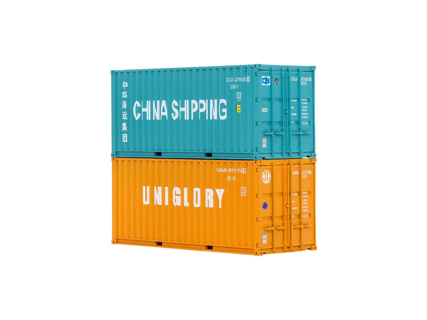 Dapol 4F-028-214 20ft Container Set (2) Uniglory/China Shipping OO Gauge