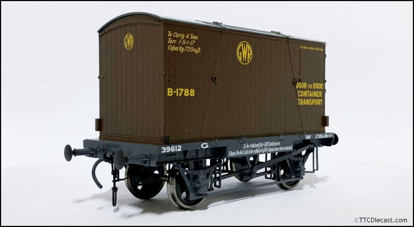 Dapol 7F-037-002 GWR Conflat 39612 BD2 Chocolate Container B-1788 Door to Door, O Gauge *LAST FEW*