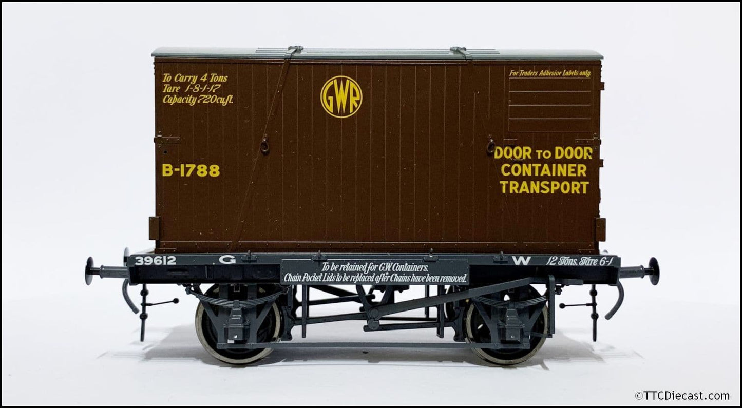 Dapol 7F-037-002 GWR Conflat 39612 BD2 Chocolate Container B-1788 Door to Door, O Gauge *LAST FEW*