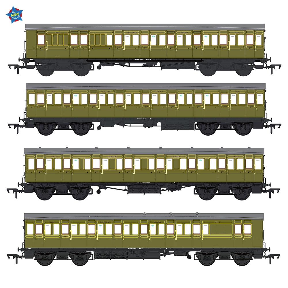 EFE Rail E86021 LBSCR 54ft 'Isle of Wight' 4-Coach Pack SR Maunsell Green OO Gauge *PRE ORDER £229.46*