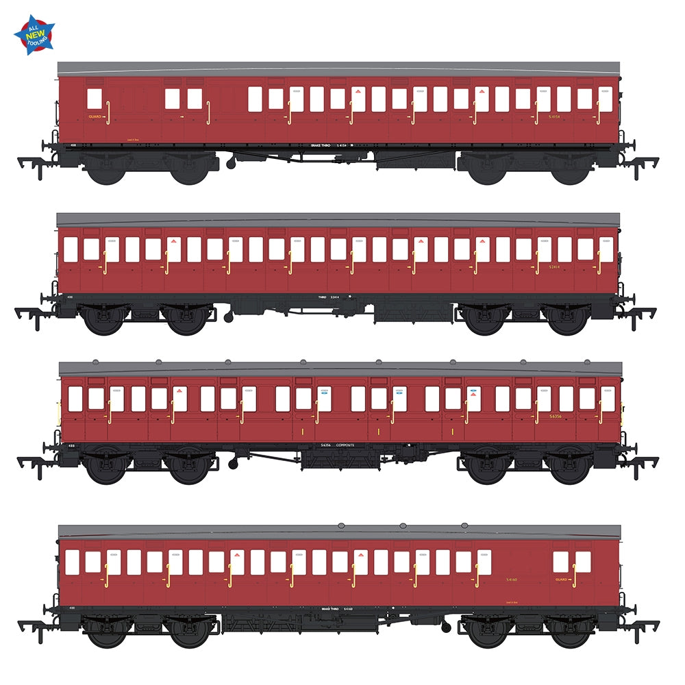 EFE Rail E86023 LBSCR 54ft 'Isle of Wight' 4-Coach Pack BR Crimson OO Gauge *PRE ORDER £229.46*