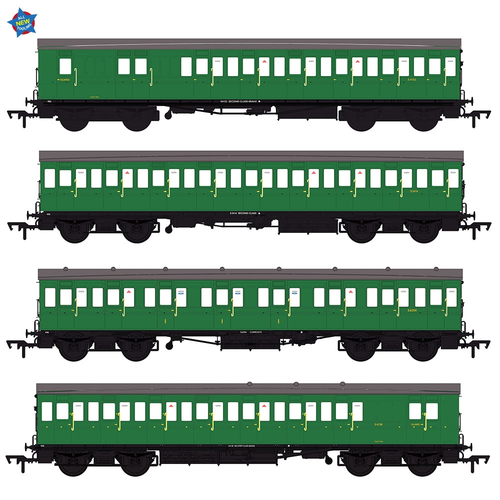 EFE Rail E86024 LBSCR 54ft 'Isle of Wight' 4-Coach Pack BR (SR) Green OO Gauge *PRE ORDER £229.46*