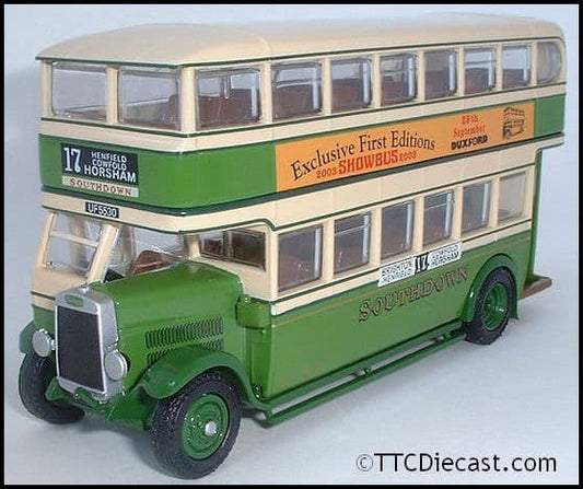 EFE 28501SB Leyland TD1, Southdown Motor Services route 17 Showbus 2003 adverts, PRE OWNED