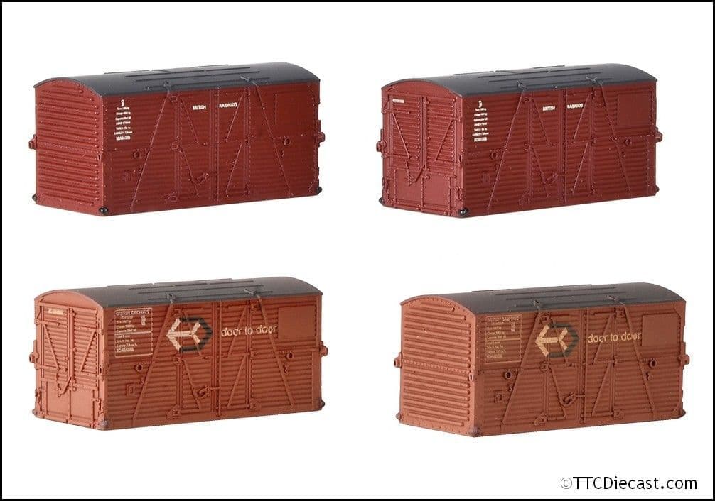 Farish 379-393 Type BD Containers BR Bauxite (x2) & Type BD Cont' BR Crimson (x2), N Gauge