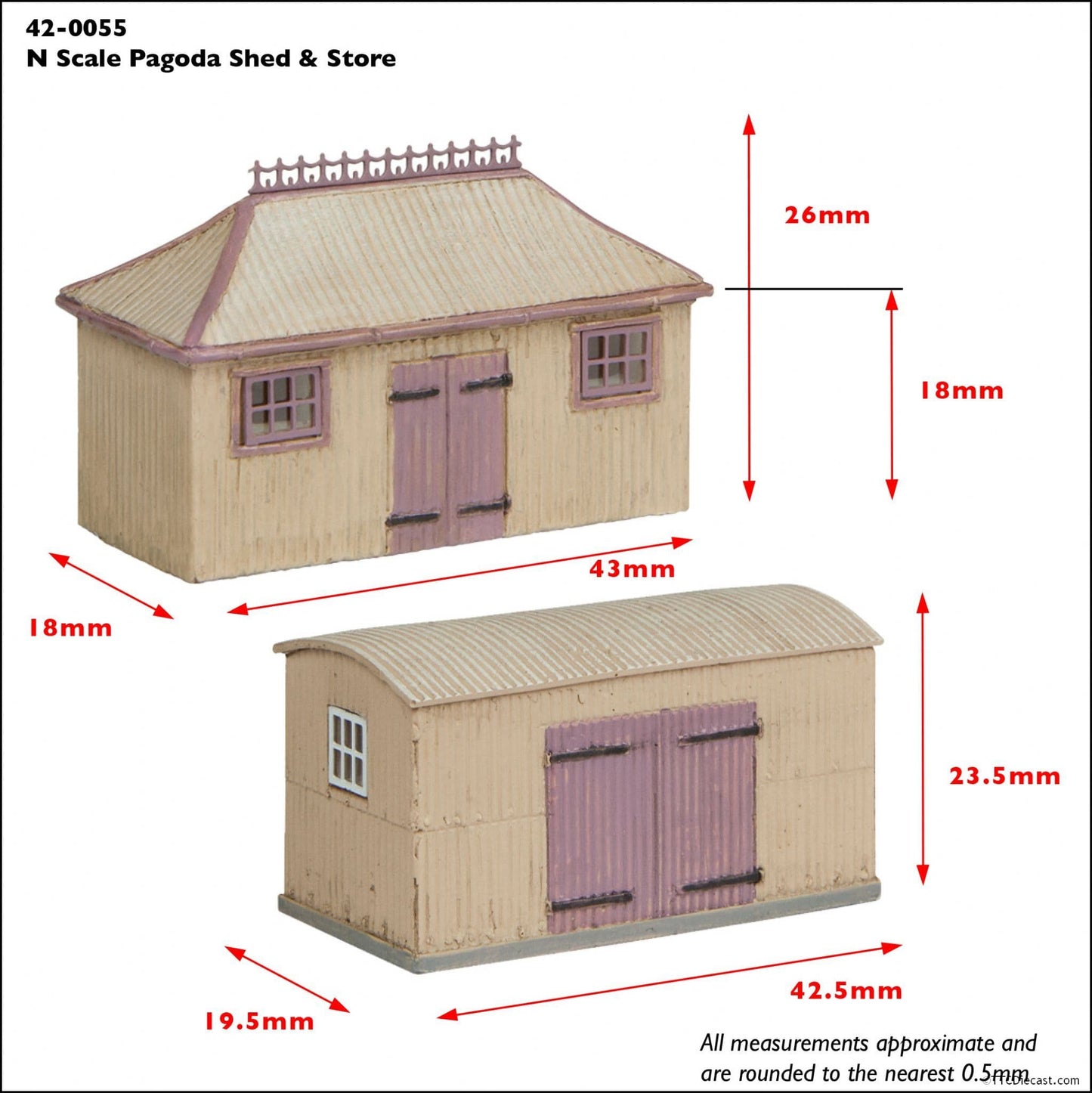 Scenecraft 42-0055C Pagoda Shed and Store Chocolate and Cream - N Gauge