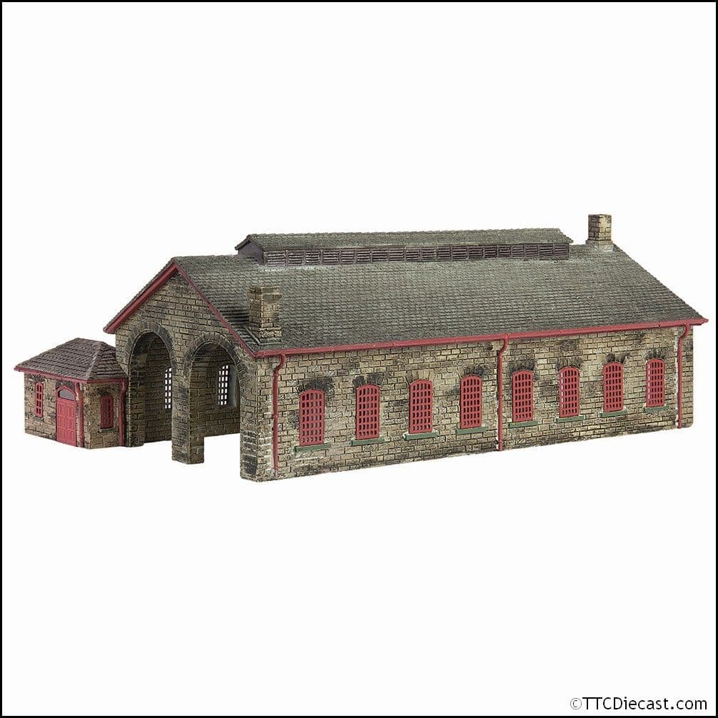 Scenecraft 42-0157R Two Road Stone Engine Shed Red - N Gauge