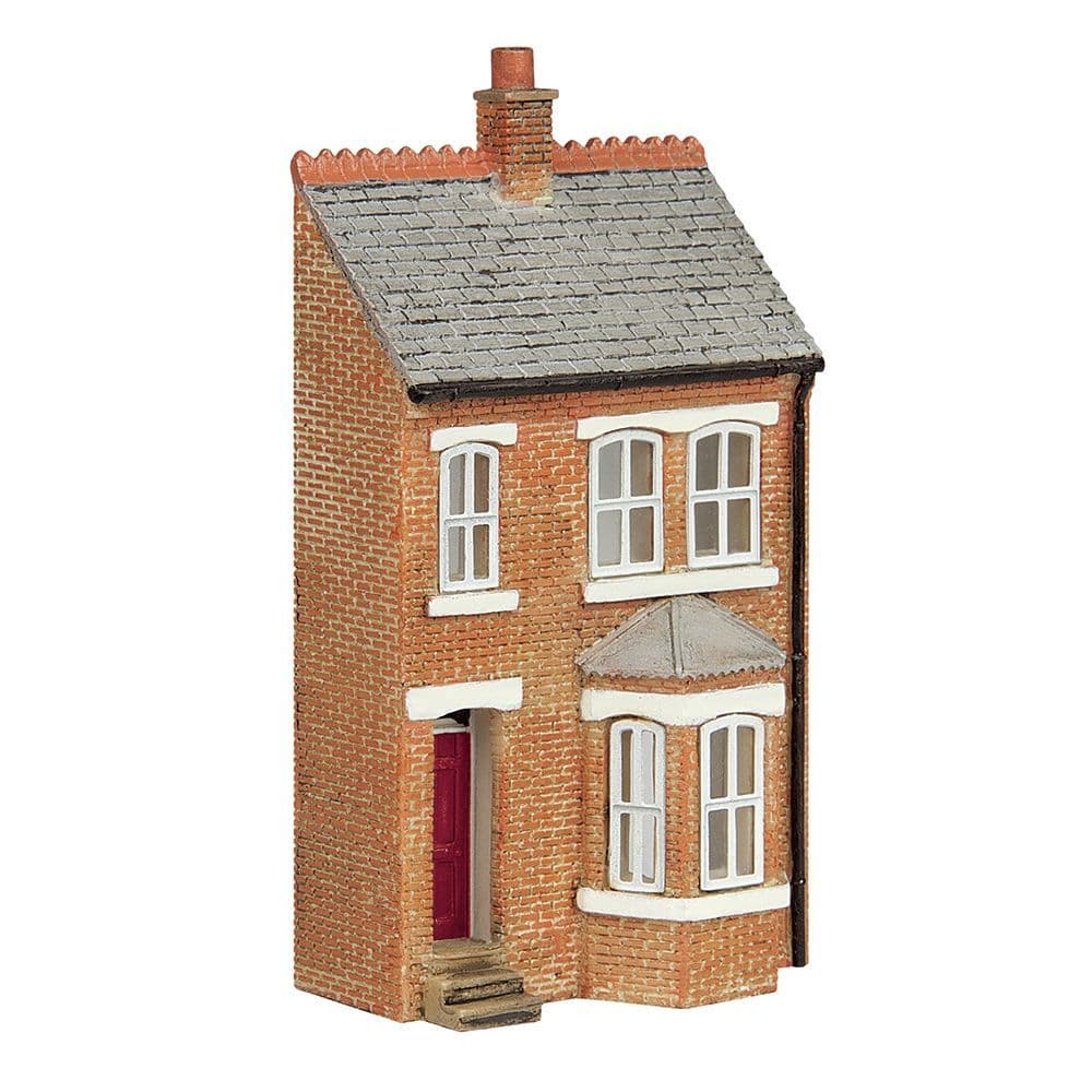 Scenecraft 42-0214R Low Relief Right Hand Bay Terrace Red, N Gauge