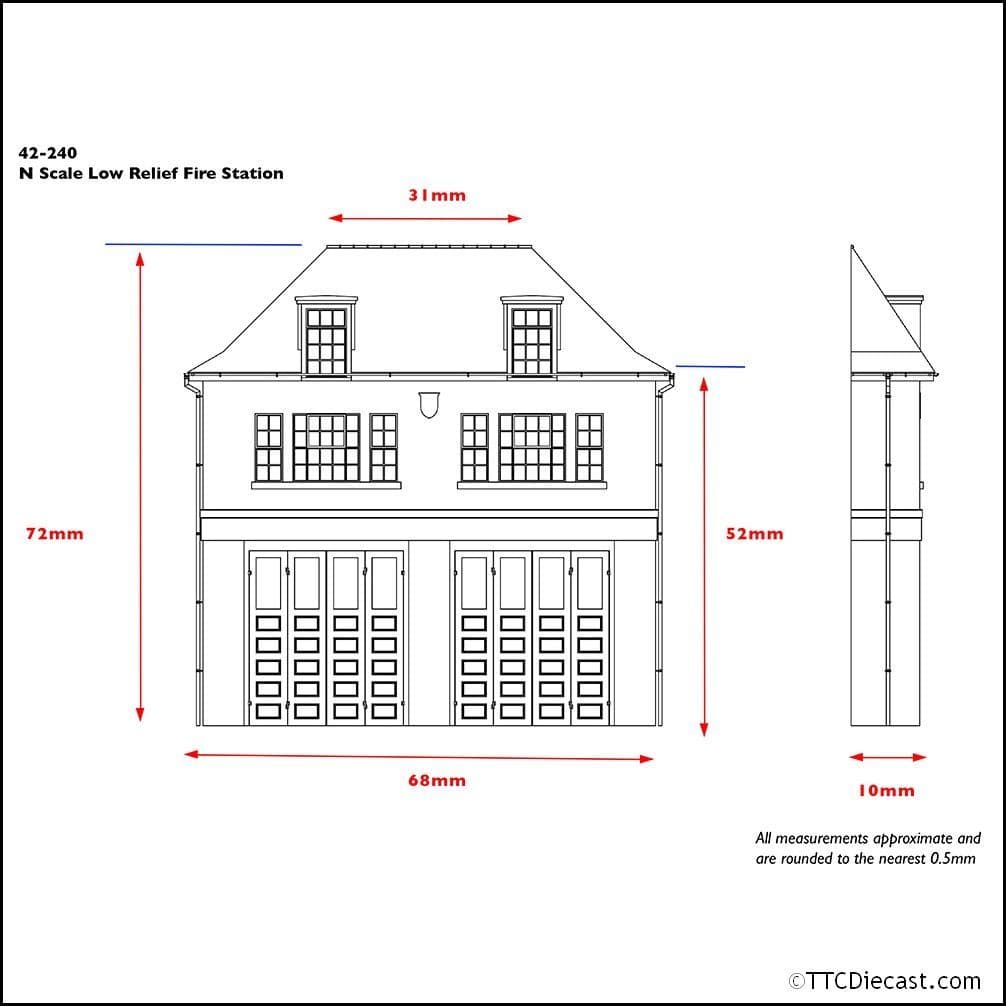 Scenecraft 42-240 Low Relief Fire Station, N Gauge
