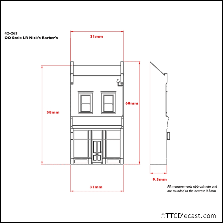 Scenecraft 42-263 Low Relief Nick's Barbers, N Gauge