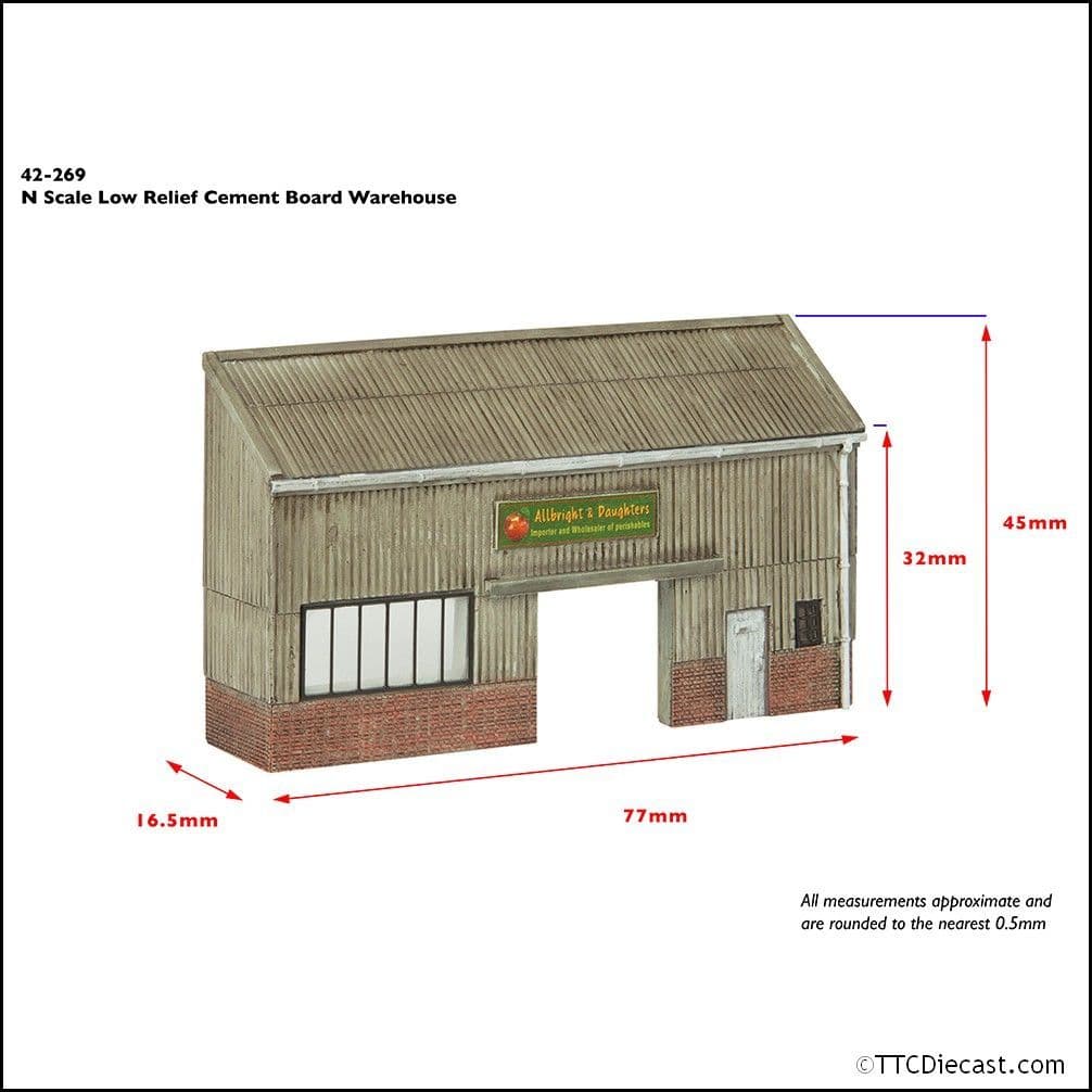 Scenecraft 42-269 Low Relief Cement Board Warehouse - N Gauge