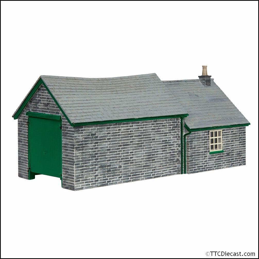 Scenecraft 44-1007G Narrow Gauge Stone Shed and Store Green - OO9 Gauge