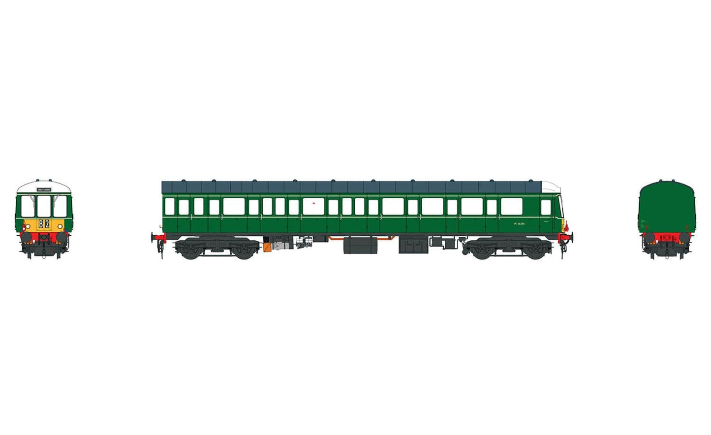 Heljan 1251 DMU Trailer Car (150) W56282 BR Green W/Small Yellow Panels * PRE ORDER £ 228.65 *