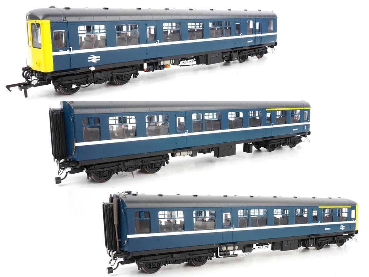 Heljan 1454 Class 104 3 Car DMU M50472/M59180/M50524 BR Blue Blackpool , OO Gauge