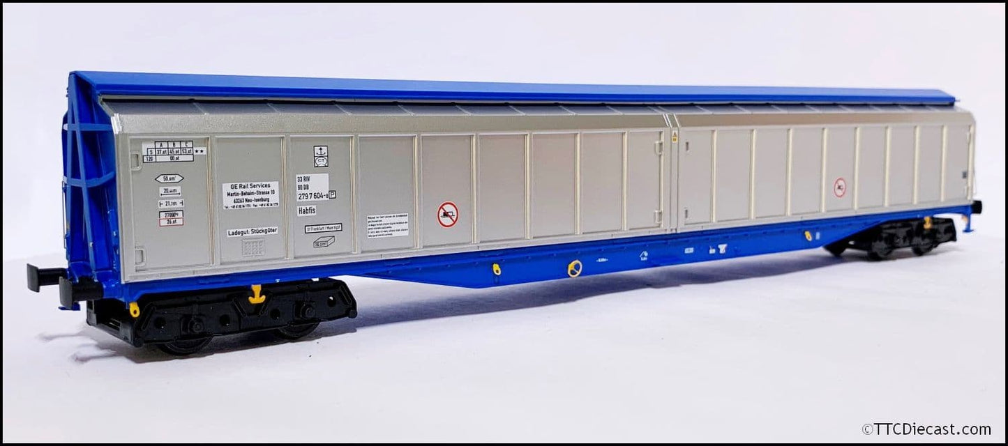 Heljan 5026 Cargowaggon IWB Bogie Van Silver/Blue Unbranded, OO Gauge *LAST FEW*