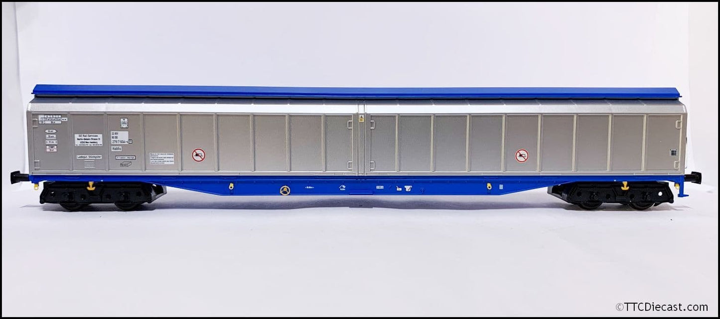 Heljan 5026 Cargowaggon IWB Bogie Van Silver/Blue Unbranded, OO Gauge *LAST FEW*