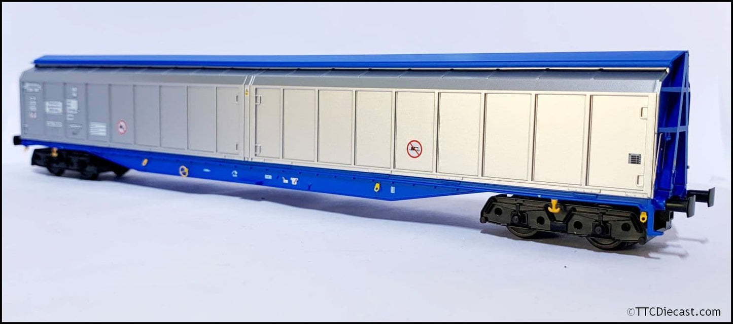 Heljan 5026 Cargowaggon IWB Bogie Van Silver/Blue Unbranded, OO Gauge *LAST FEW*