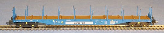 Heljan 5105 4647 xxx Cargowaggon IGA Bogie Flat Corus Rail Blue, OO Gauge