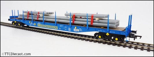 Heljan 5112 Cargowaggon IGA Bogie Flat 33 80 4647 035 Blue C/w Pipe Load, OO Gauge