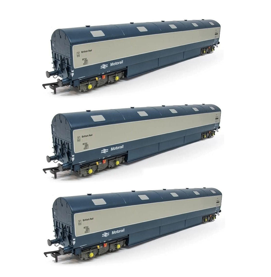 Heljan 9625 NVV Car Carrier Set BR Blue/Grey E96288/289/293E Weathered, OO Gauge