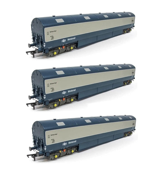 Heljan 9625 NVV Car Carrier Set BR Blue/Grey E96288/289/293E Weathered, OO Gauge