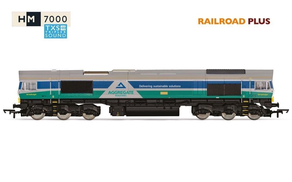 Hornby R30428TXS RailRoad Plus with Sound Aggregates Class 66 66711 Sence, OO Gauge