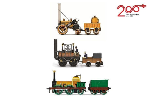 Hornby R30445 Birth of the Railways 200th Anniversary Pack Locomotion Rocket Lion, OO Gauge