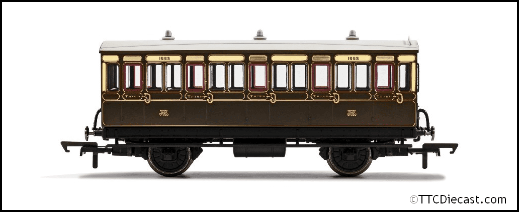 Hornby R40112A GWR, 4 Wheel Coach, 3rd Class, Fitted Lights, 1882 - Era 2/3 *LAST FEW*