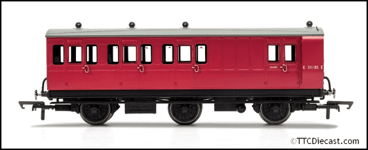Hornby R40126 BR, 6 Wheel Coach, Brake 3rd Class, Fitted Lights, E31185 - Era 4 *LAST FEW*
