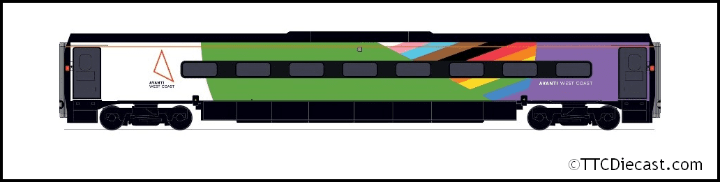 Hornby R40197 Avanti West Coast, Pendolino Trailer Standard (TS), Pride Livery *LAST FEW*