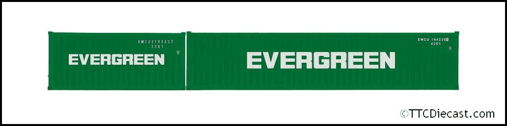 Hornby R60042 Evergreen, Container Pack, 1 x 20 and 1 x 40 Containers - Era 11 *LAST FEW*