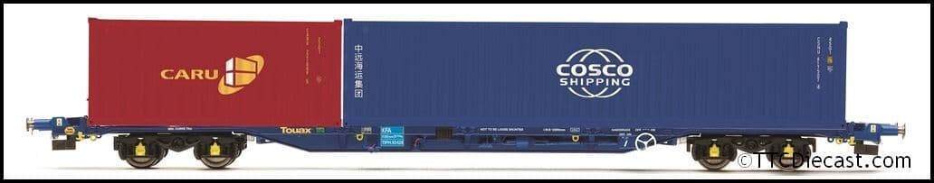 Hornby R60132 Touax, KFA, Container Wagon with 1 x 20' & 1 x 40' Era 11, OO Gauge *LAST FEW*