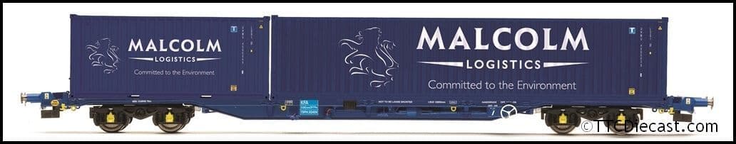 Hornby R60133 Malcolm Rail, KFA Container Wagon with 1 x 20' & 1 x 40' *LAST FEW*