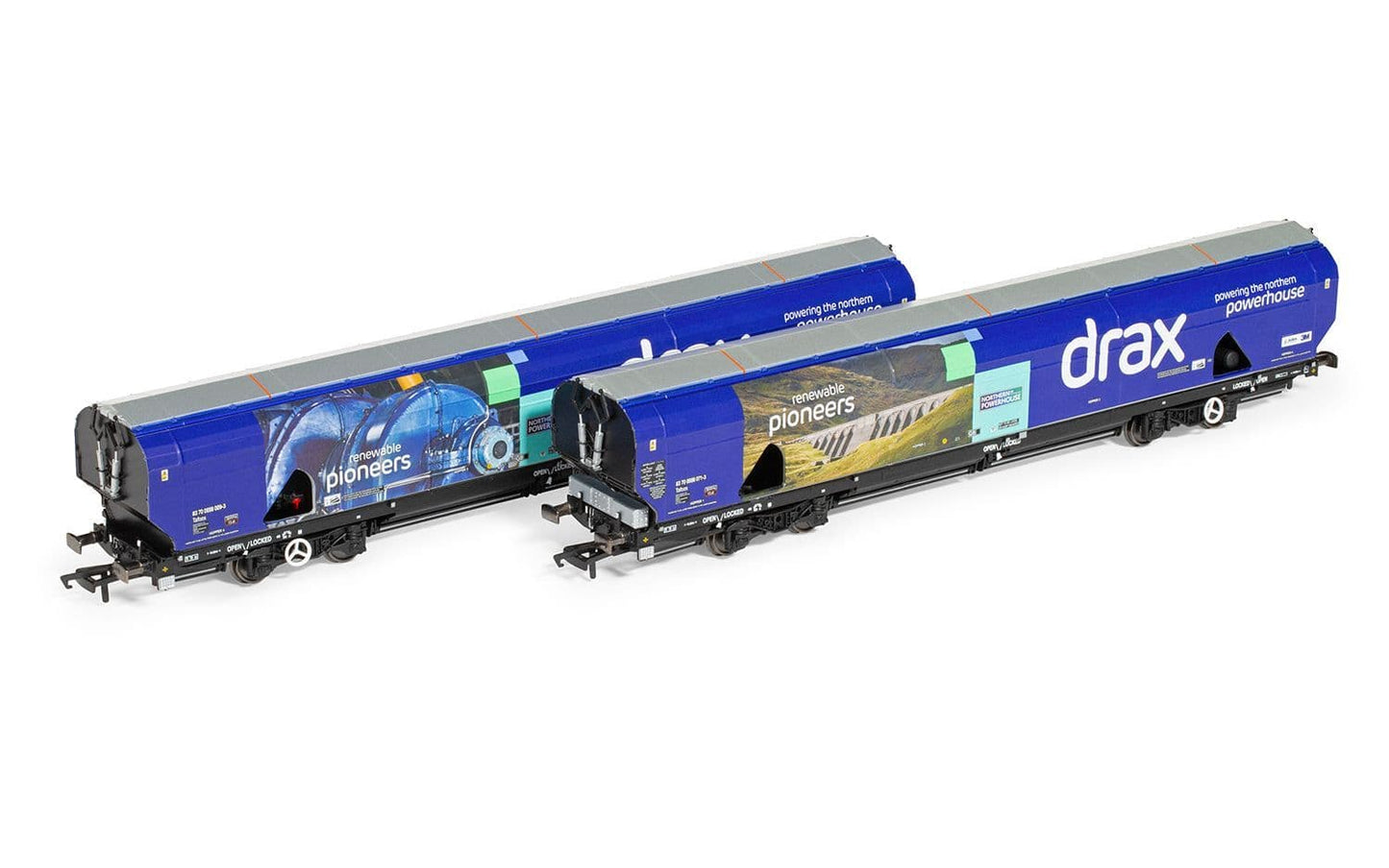 Hornby R60176A Drax Biomass Wagon Pack 83700698071-3 & 83700698009-3, OO Gauge