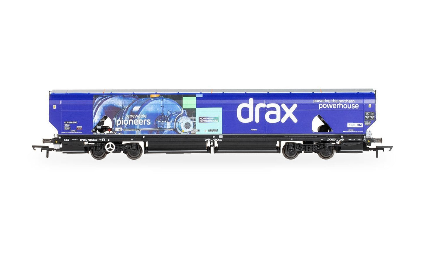 Hornby R60176A Drax Biomass Wagon Pack 83700698071-3 & 83700698009-3, OO Gauge