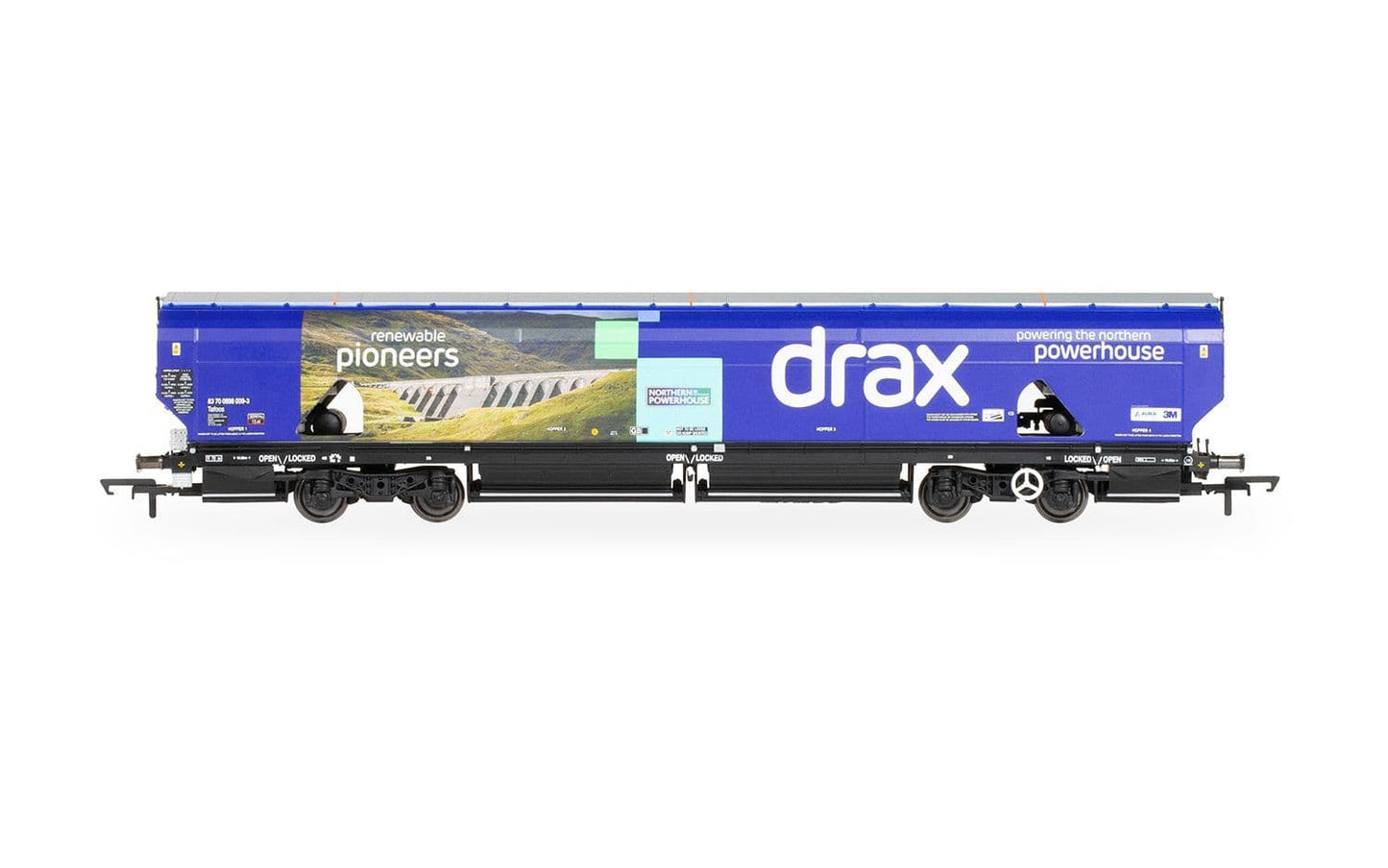 Hornby R60176A Drax Biomass Wagon Pack 83700698071-3 & 83700698009-3, OO Gauge